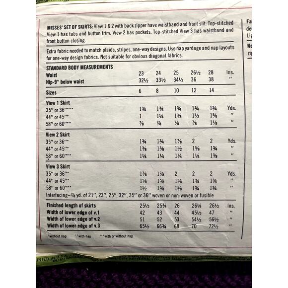 Simplicity 8241 Sewing pattern Aline straight midi skirt pants 1970s size 14 - Picture 6 of 7